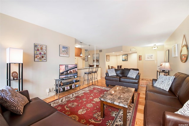 living room featuring light hardwood / wood-style flooring