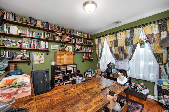 office space featuring hardwood / wood-style flooring