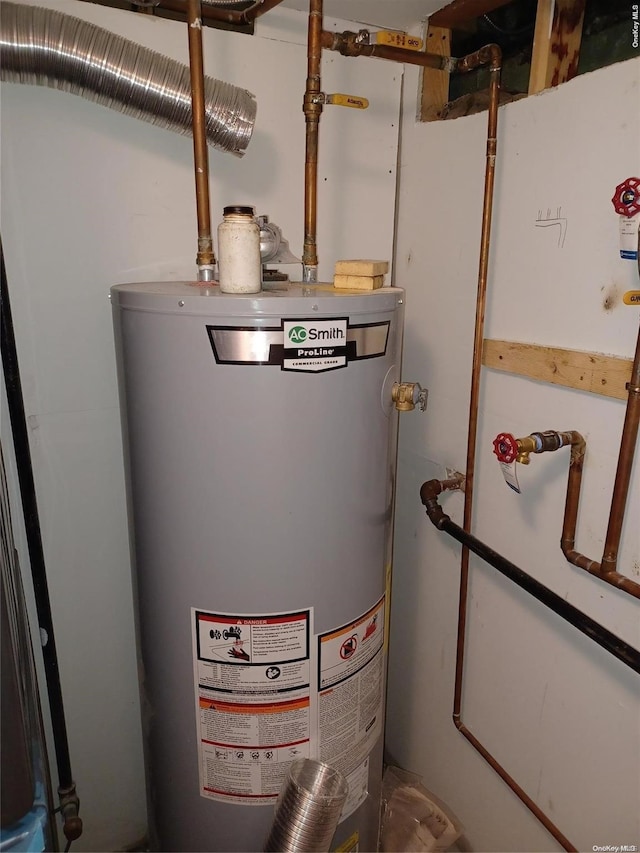 utility room with gas water heater