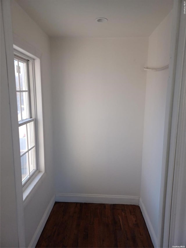 spare room featuring dark hardwood / wood-style floors and plenty of natural light