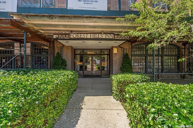 entrance to property featuring french doors