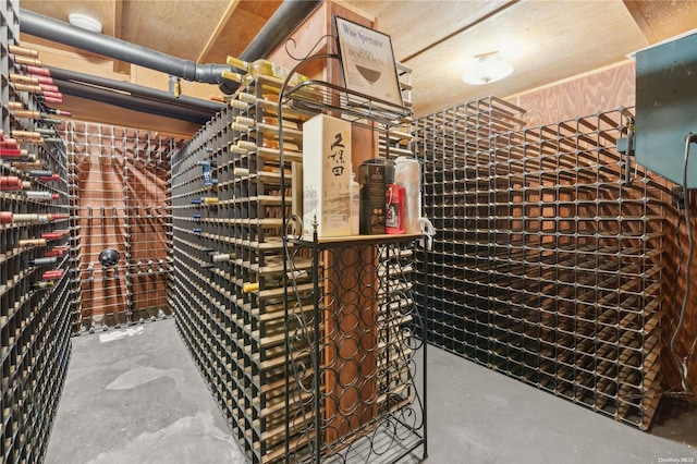 wine area with concrete floors