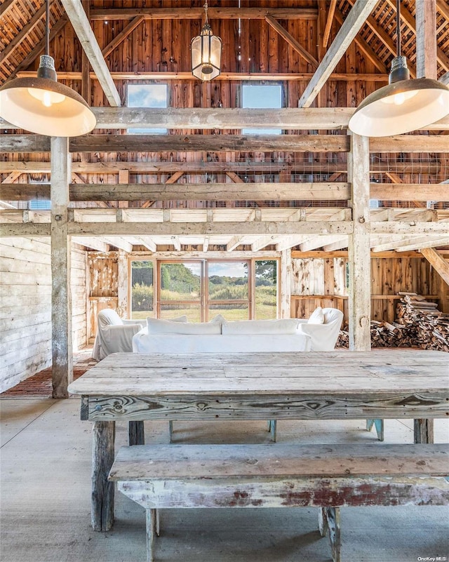 interior space with vaulted ceiling