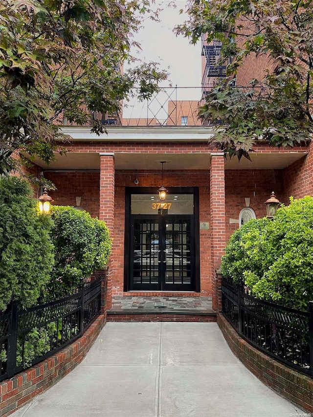 entrance to property featuring french doors