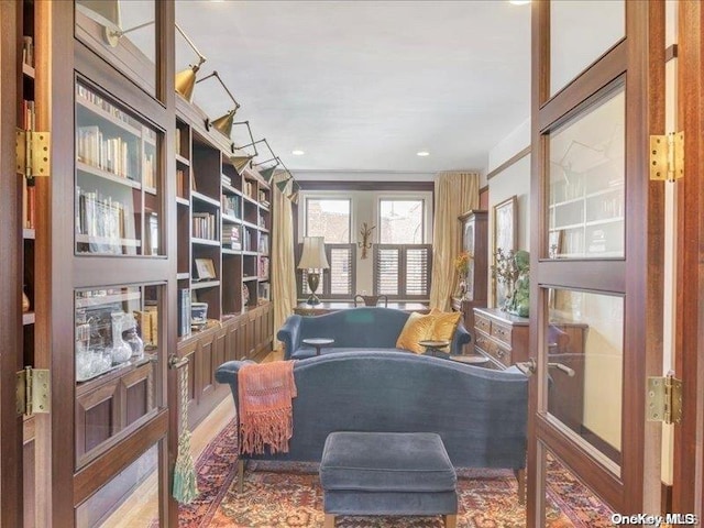 sitting room featuring french doors