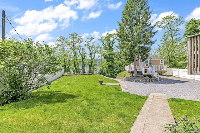 view of yard featuring a deck