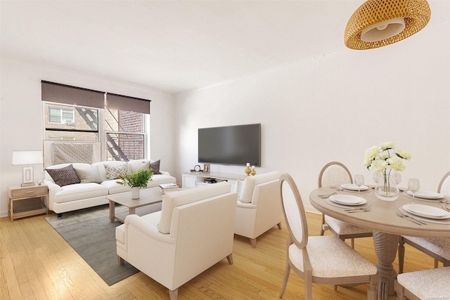 living room with hardwood / wood-style flooring