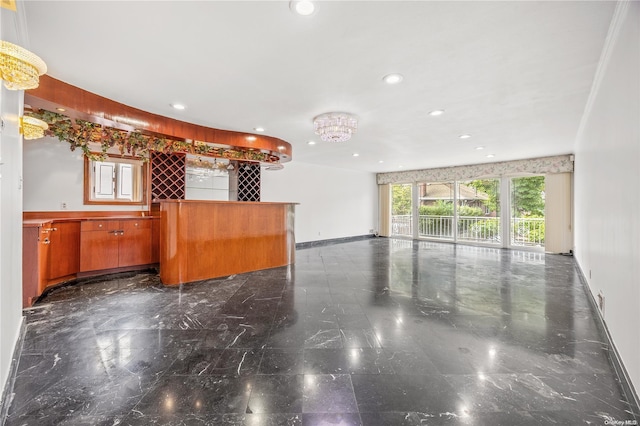 kitchen featuring ornamental molding