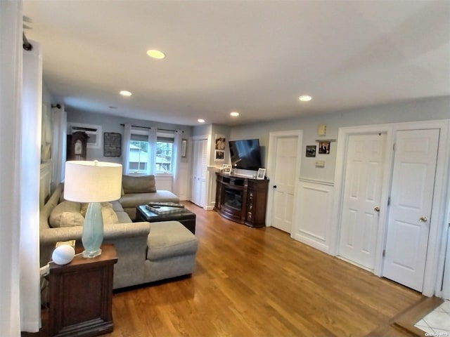 living room featuring wood-type flooring