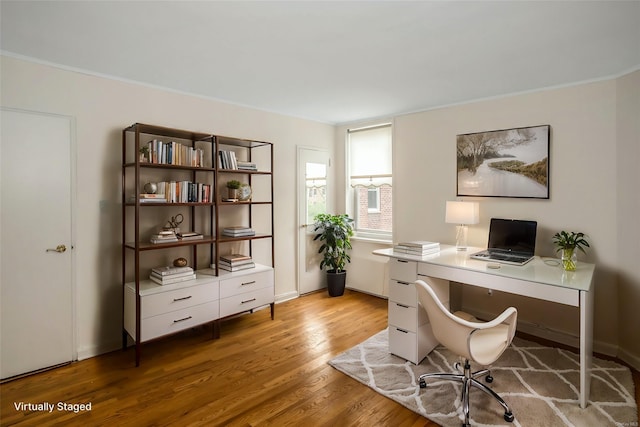 office area featuring hardwood / wood-style floors