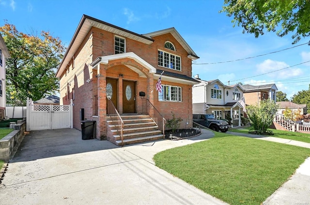 view of front facade with a front yard