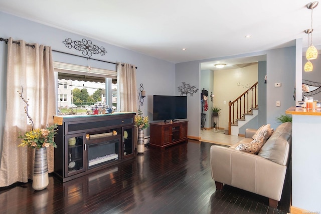 living room with hardwood / wood-style floors