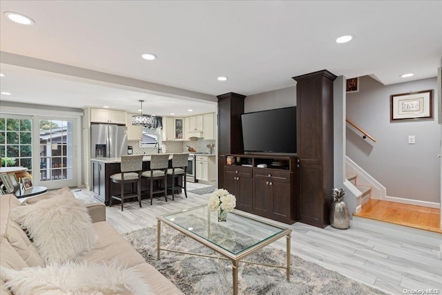 living room featuring light hardwood / wood-style flooring