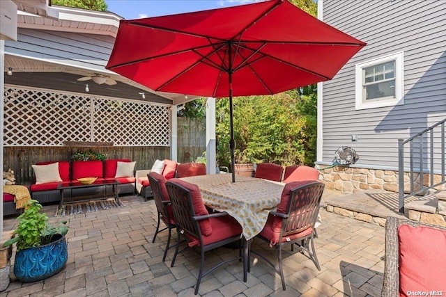 view of patio / terrace featuring an outdoor living space