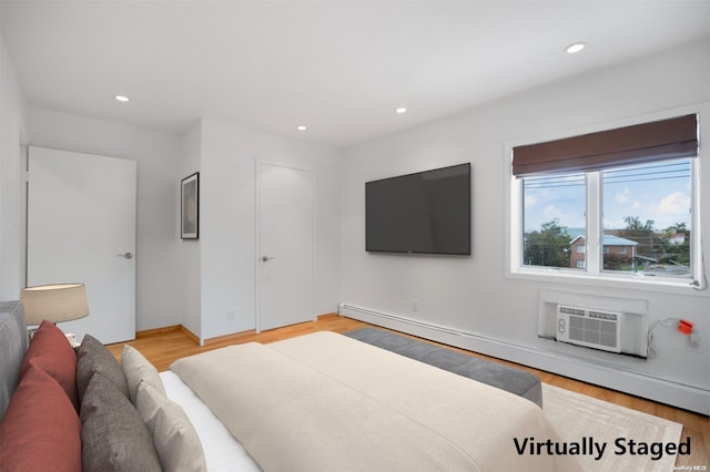 bedroom with light hardwood / wood-style floors