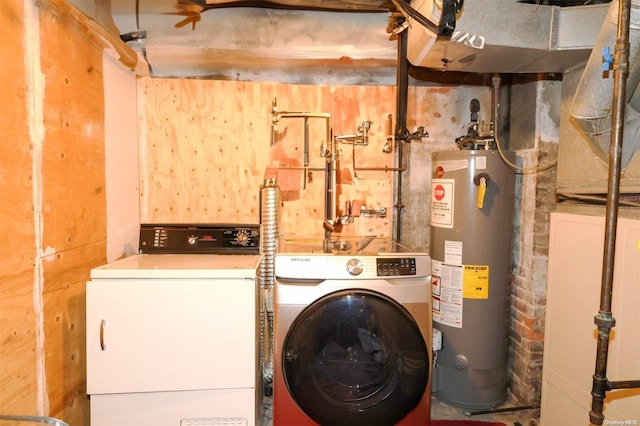 laundry area featuring gas water heater