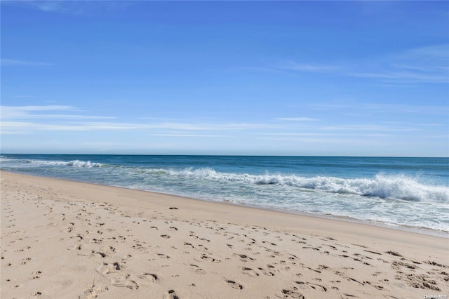 view of water feature with a view of the beach