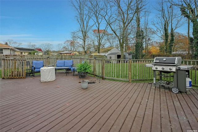 deck featuring grilling area