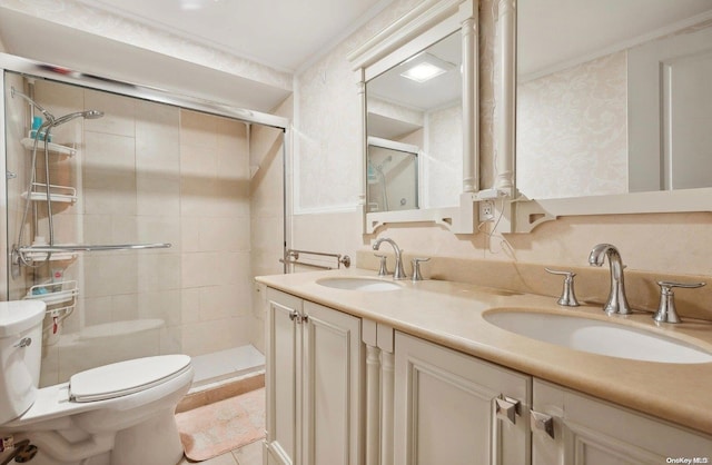 477 Montauk Hwy, Westhampton Beach, NY 11978 - full bathroom featuring toilet, a shower stall, and double vanity