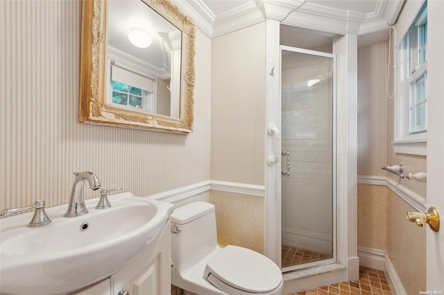 477 Montauk Hwy, Westhampton Beach, NY 11978 - full bath with crown molding, a shower stall, toilet, and vanity