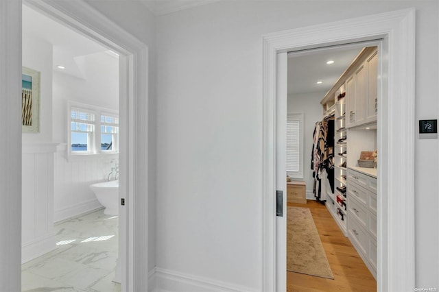 interior space with light hardwood / wood-style flooring