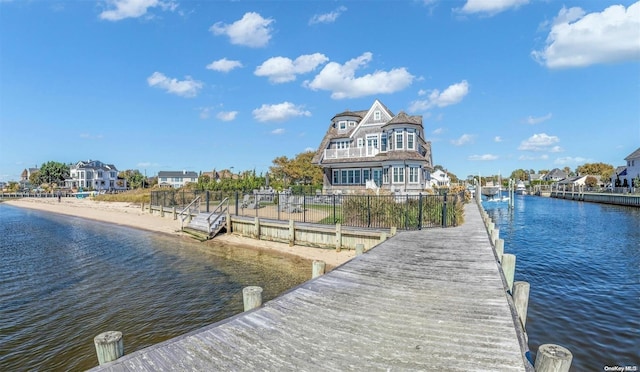 view of dock featuring a water view