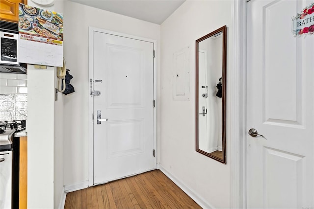 doorway featuring light hardwood / wood-style floors