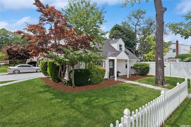 view of front of home with a front yard