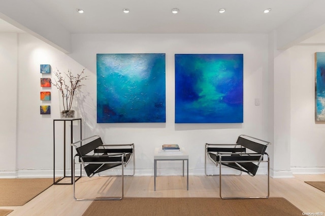 living area featuring hardwood / wood-style floors