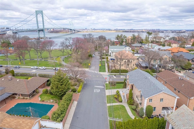 bird's eye view featuring a water view