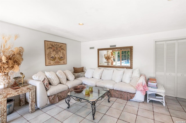 view of tiled living room