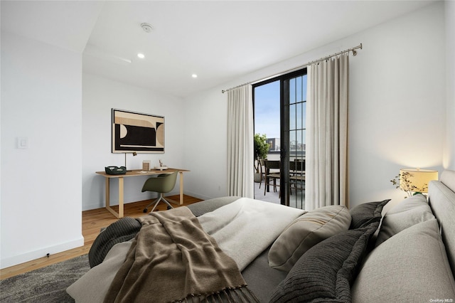 583 Putnam Ave Unit 4, Brooklyn, NY 11221 - bedroom featuring access to outside, wood finished floors, recessed lighting, and baseboards