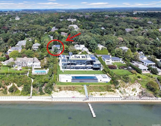 25 Oceanview Dr, Southampton, NY 11968 - bird's eye view featuring a residential view and a water view