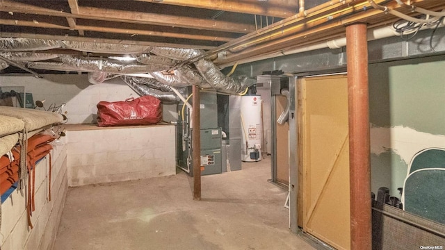 25 Oceanview Dr, Southampton, NY 11968 - unfinished basement featuring water heater and heating unit