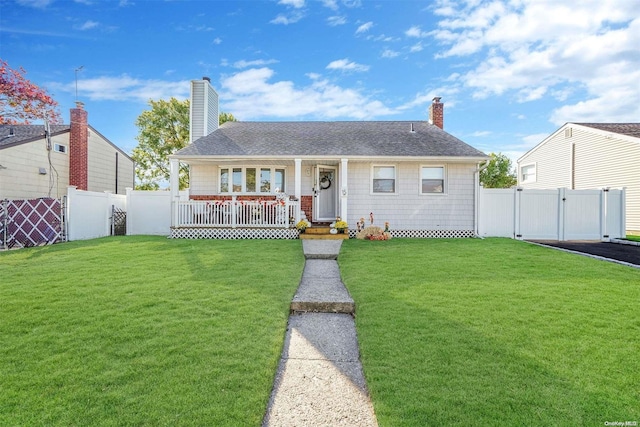 view of front of home with a front lawn