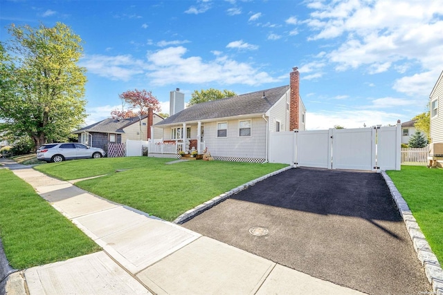 view of front of house featuring a front lawn