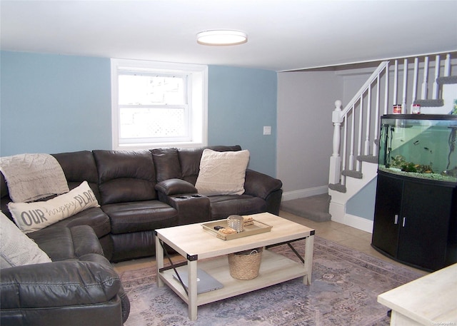 view of tiled living room