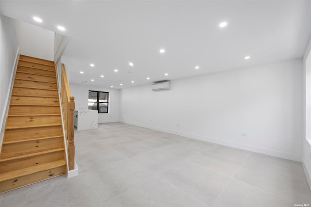 basement featuring an AC wall unit