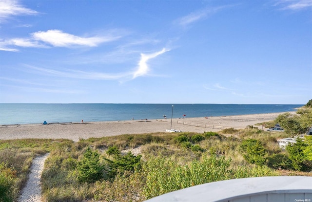 view of water feature featuring a beach view