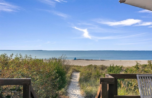 view of water feature with a view of the beach