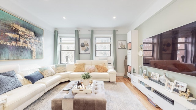 living room featuring light hardwood / wood-style flooring