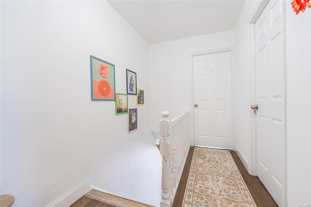 hall with dark wood-type flooring