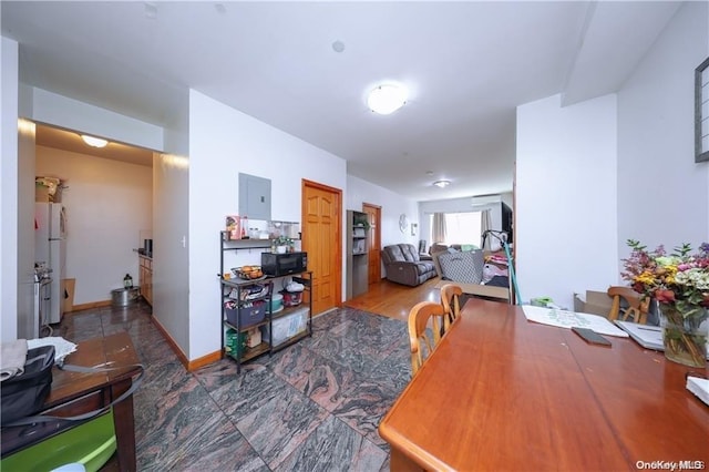 dining area with electric panel