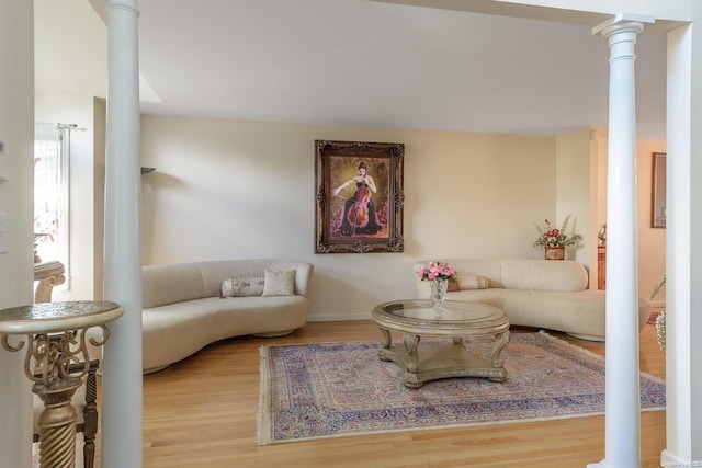 living room featuring light hardwood / wood-style flooring