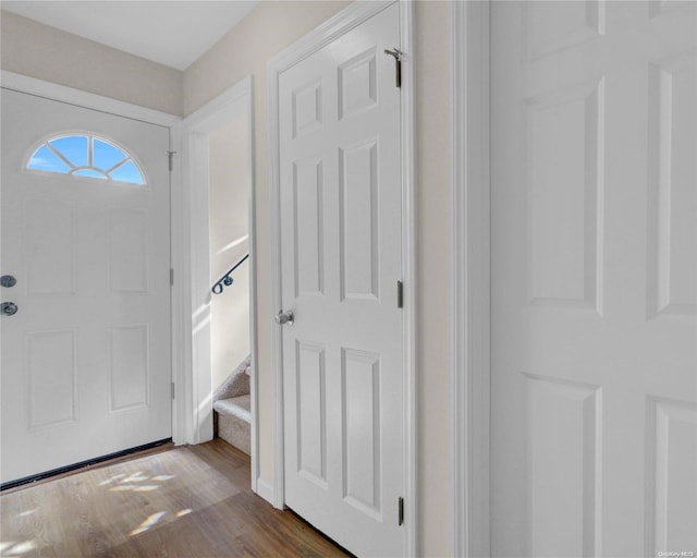 foyer with hardwood / wood-style flooring