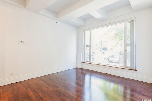 unfurnished room with dark wood-type flooring