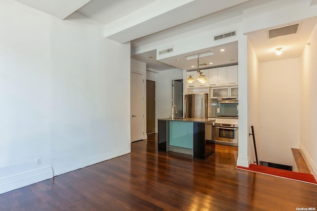 interior space with dark wood-type flooring