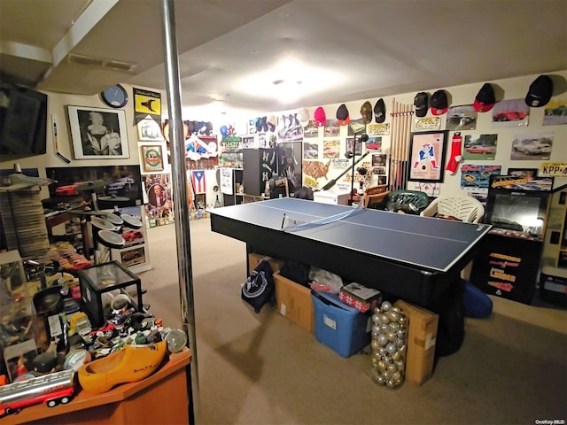 game room with carpet floors