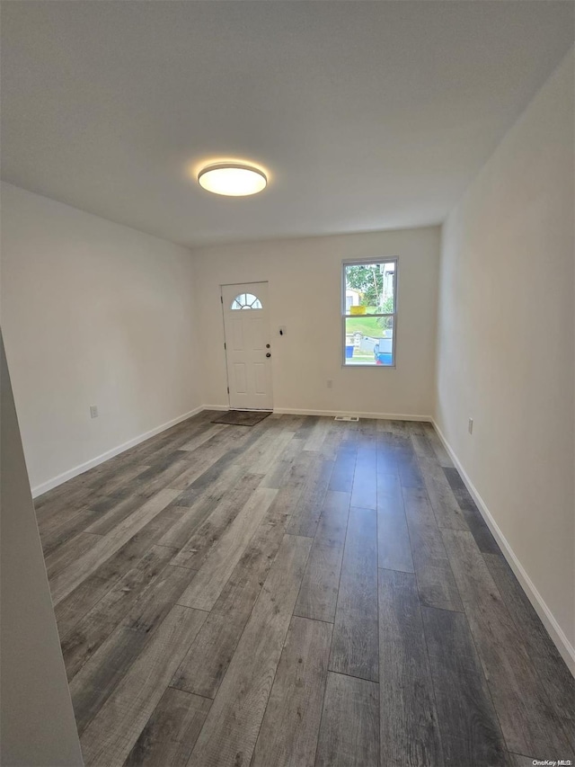 foyer entrance with dark hardwood / wood-style floors