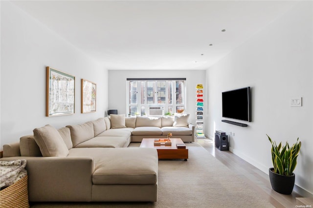 living room featuring light hardwood / wood-style flooring